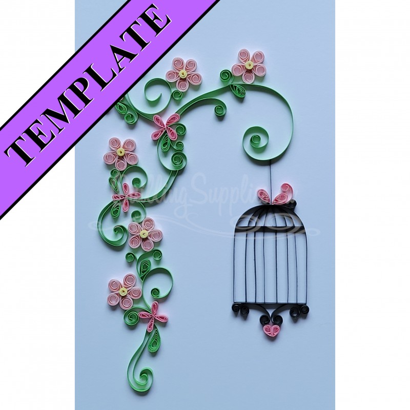 Quilled Hanging Bird Cage Template- Template