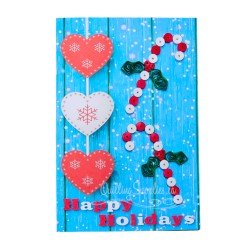 red and white hearts blank christmas card for quilled embellishment example card