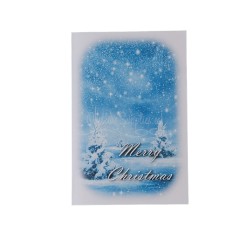 Blank blue and white winter tree card with matching envelope.
