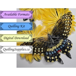 Delightfully Edgy Quilled Eastern Black Swallowtail butterfly pattern.