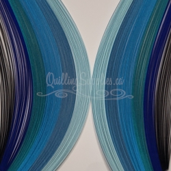 Delightfully Edgy Assorted Blues 1.5mm quilling paper strips.