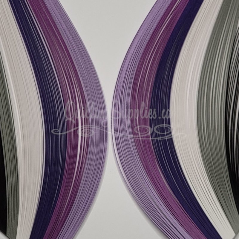 Delightfully Edgy Assorted Purples 1.5mm quilling paper strips.