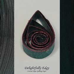 delightfully edgy Sacramento green quilling paper with deep red shimmer