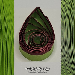 delightfully edgy sage green quilling paper with deep red shimmer