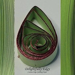 delightfully edgy artichoke green quilling paper with deep red shimmer edge